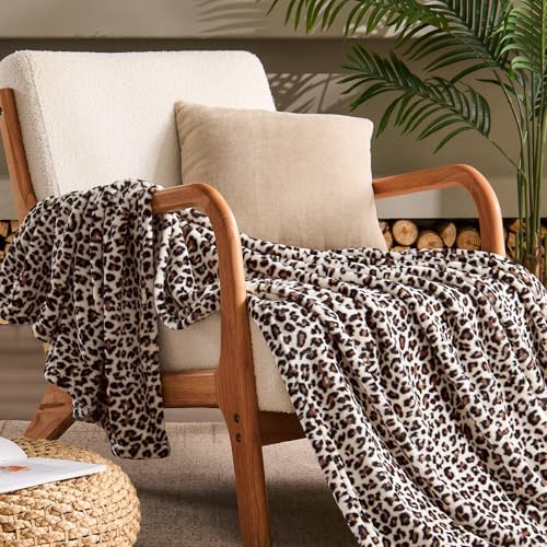 Image of BEDELITE Fleece Blanke for Couch & Bed Leopard Print Throw Blanket - Soft Blanket, Cozy Lightweight Fleece Animal Print Throw, 50 inchx 60 inch, Snow Leopard