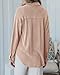 PRETTYGARDEN Women's Button Down Shirts 2025 Fall Long Sleeve Textured Stripe Tops Oversized Shacket Jacket Knit Blouses(Khaki,Medium)