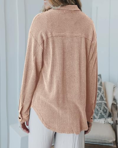 Image of PRETTYGARDEN Women's Textured Oversized Button Down Shirts