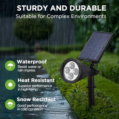 InnoGear Solar Spot Lights, Outdoor Solar Lights Solar Spotlights Flag Pole Light Waterproof Landscape Lighting Outside for Flag Uplighting Backyard Patio Pathway Statue Palm Tree Sign, Warm White by InnoGear - Image 5