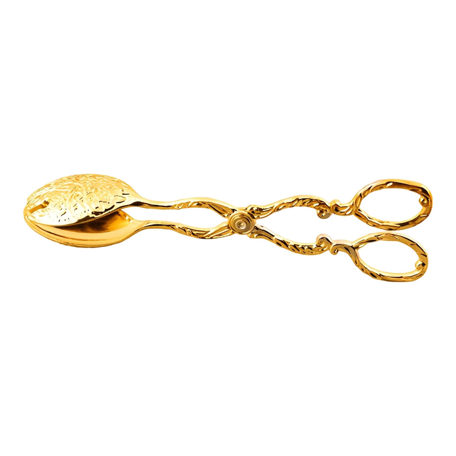 Metal Plating Tongs Decorative Scissor Handle Vintage Embossed Tableware for Bread Pastry Dessert Buffet Tasks Pastry Server Bread Pickup Dessert Picker Buffet Table Utensil Loop Handle Tong Vintage