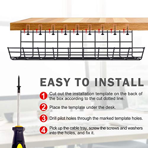 image for JONYJ Under Desk Cable Management Tray, Cable Organizer for Wire Manag