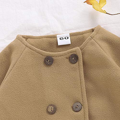 Swnone Baby Coats 2018 Fall Winter Kid Baby Girl Cloak Button Jacket Clothes Baby Outwear Clothes (Khaki Coat, 0-6 M) #TOP3