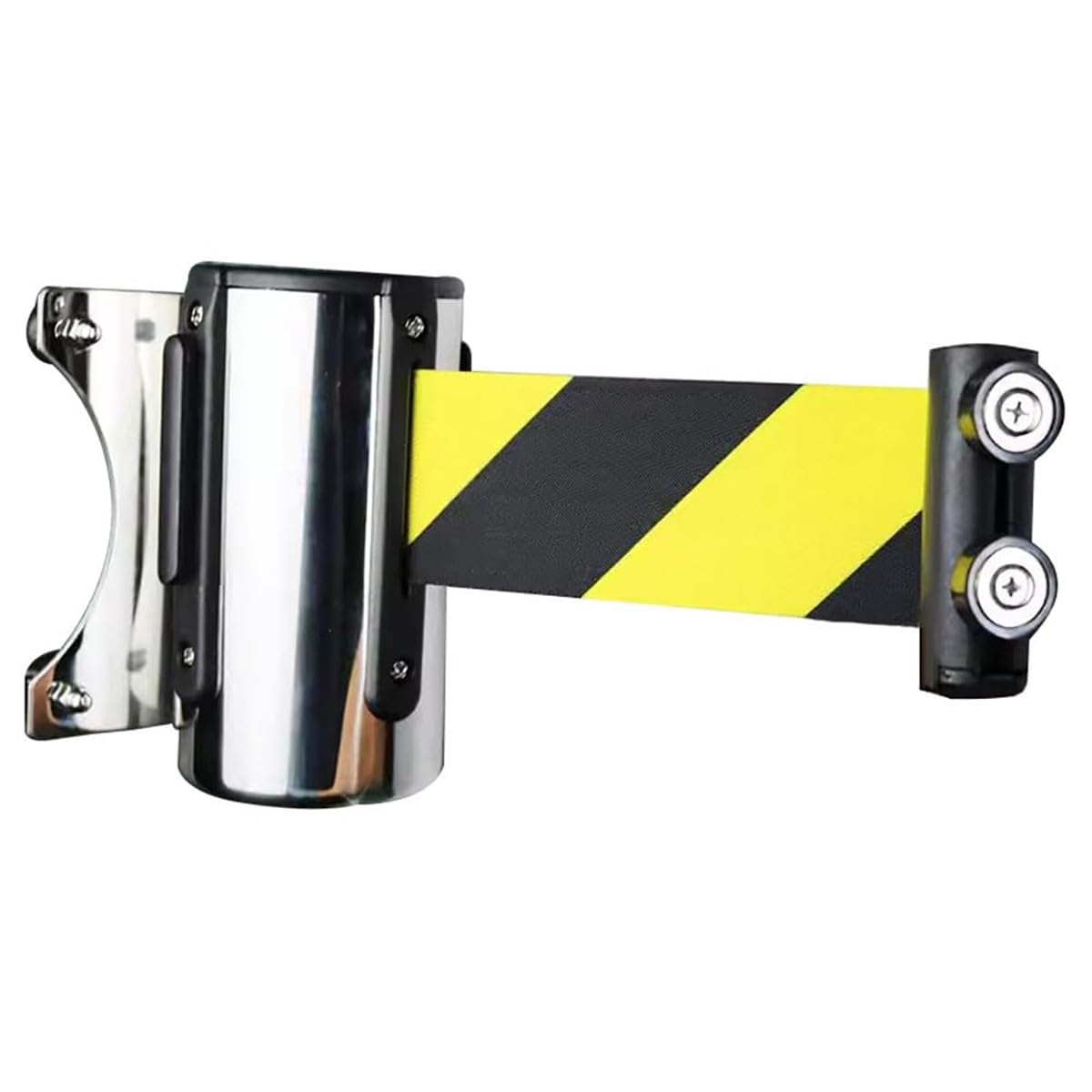 Poste, Divisor línea, Barrera Cola con Cinta retráctil, Cinta Seguridad Montaje en Pared, Barrera Cinta retráctil, cinturón magnético, cinturón Seguridad Amarillo y Negro Control multitudes, Barrera