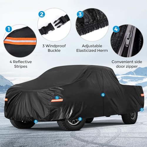 Image of Tsumbay 10 Layers Truck Cover Waterproof All Weather, 213 inch(L) x 80 inch(W) x 68 inch(H) Outdoor Full Exterior Cover with Rain UV Snowproof Protection with Zipper, Universal Fits Up to 213 Inch for Automobiles