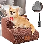 Masthome Escaleras para Perros, Escalera para Mascotas de Espuma de 2 Escalones, Escalones para Sofá Cama con Funda Lavable y Parte Inferior Antideslizante, Rampa Portátil para Gatos y Perros