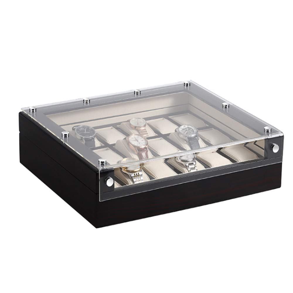Cajas de Relojes 18 bits Caja de reloj madera europea alto brillo pulverización pintura la exhibición almacenamiento caja ventana visualización para Cumpleaños Navidad