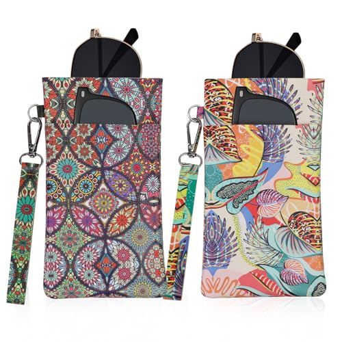 Image of Double Eyeglass Case Soft Dual Glasses Case for Women Men Travel Squeeze Top Sunglasses Cases Eyeglasses Pouch