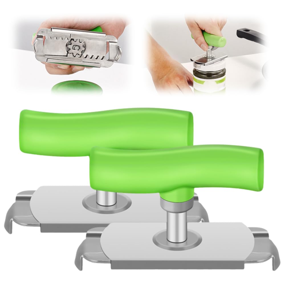 Jar Opener Stainless Steel, 2026 New Multifunctional Retractable Bottle Opener, Adjustable Multifunctional Stainless Steel Can Opener, Can Opener Manual, Jar Lid Gripper for Weak Hands (Green*2)