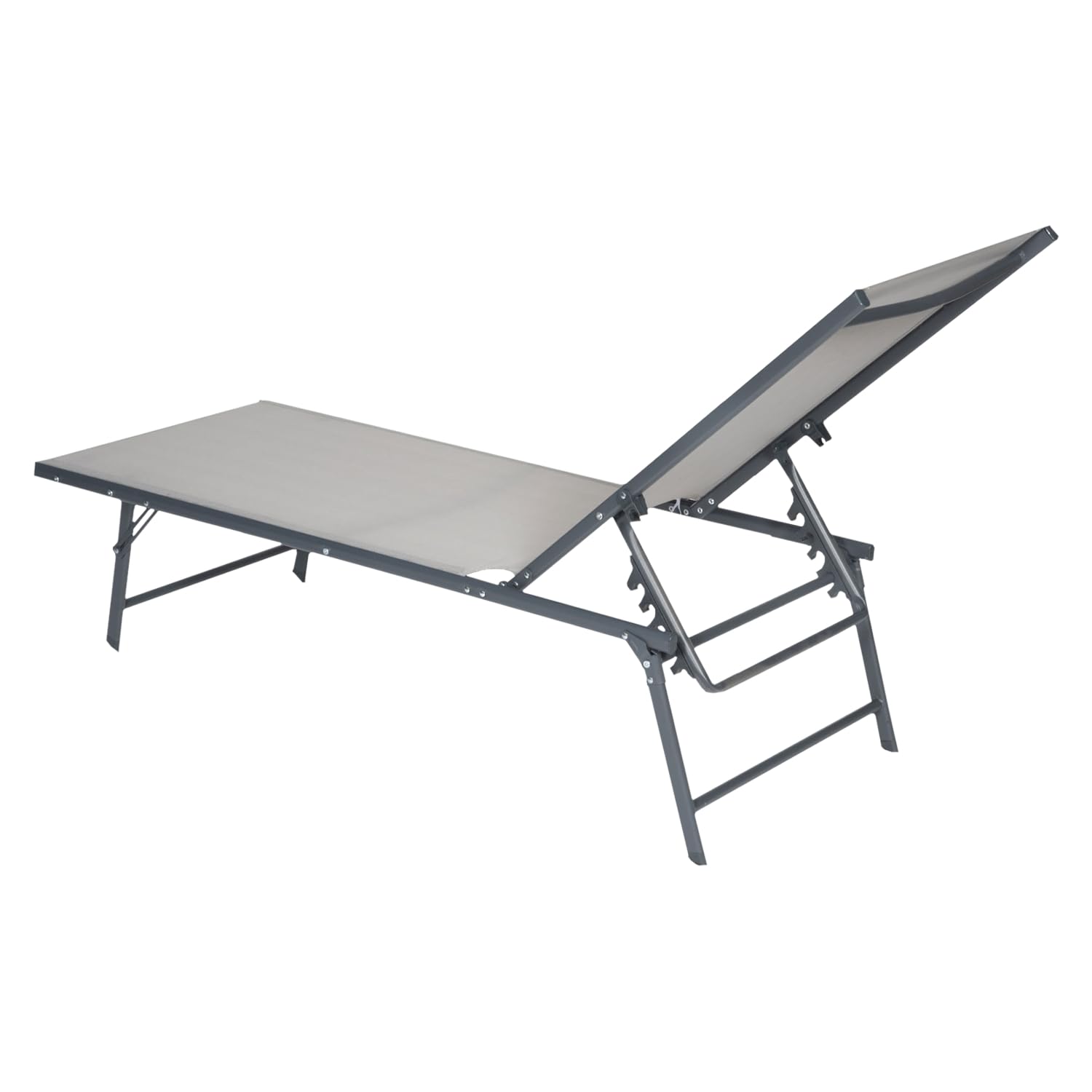Happy Garden Lot de 2 Bains de Soleil pliants Sicilia en textilène Gris - Structure Gris Anthracite. Bain de Soleil d'extérieur en Acier 5 Positions.