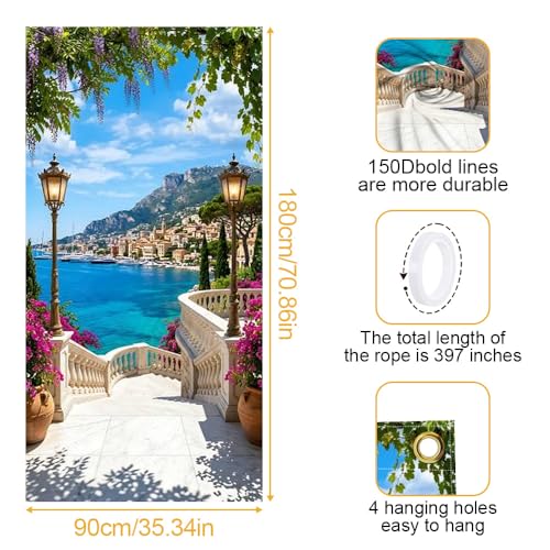 Image of Mediterranean Italian Coastal Door Cover Front Door Banner
