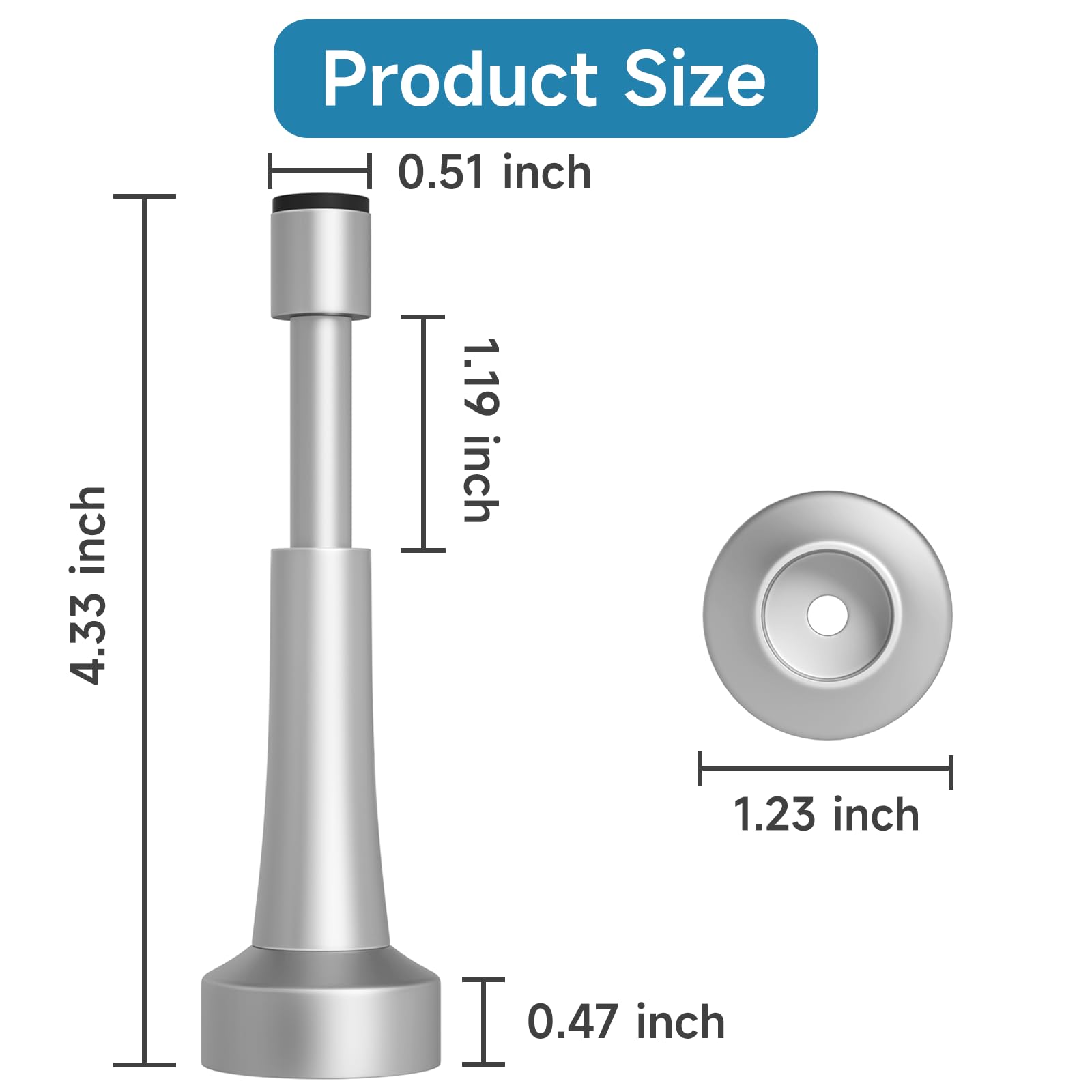 Lot de 6 butées de porte pour mur – Butées de porte en aluminium de 11,9 cm, butées de porte pour bas de porte, technologie d'absorption des chocs hydrauliques, butées de porte en silicone noir mat