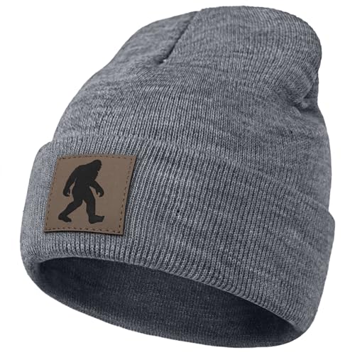 Image of Bigfoot Beanie for Men - Sasquatch Hat Winter Knit Cuffed Beanie for Women - Bigfoot Gifts for Christmas & New Year