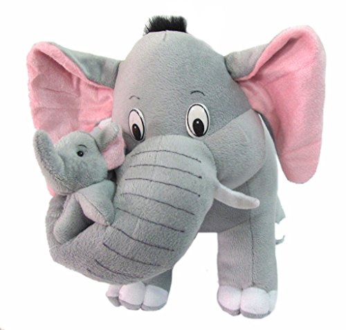Image of Tickles Mother Elephant with Single Baby Stuffed Soft Plush Animal Toy for Kids Birthday Gifts (Size: 32 cm Color: Grey)