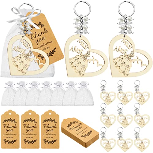Kigeli 36 Sets Wooden Heart Shape Keychain Quinceañera...