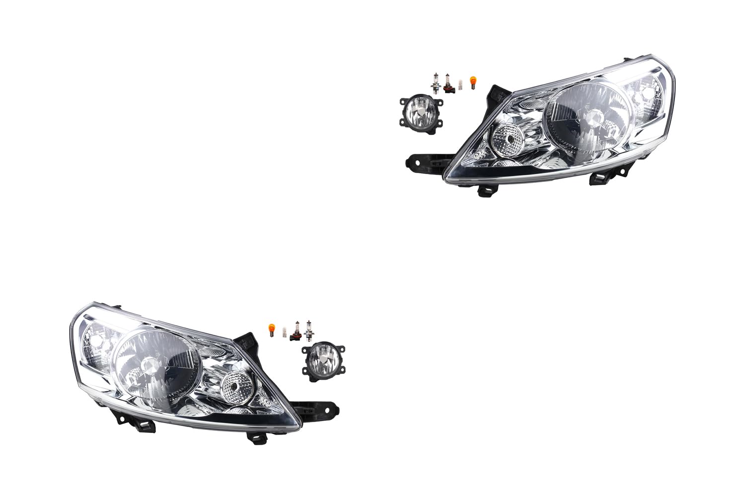 Johns, Juego de faros delanteros halógenos para Fiat Scudo 272 01/2007 – H4 izquierda y derecha + faros antiniebla + bombilla
