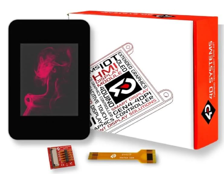 pixxiLCD-20P2-CTP-CLB, Display Development Tools Starter Kit for gen4-ESP32-70CT-CLB with 4D-UPA, 30-Way FFC Cable, gen4-Breakout Module, 4GB Industrial microSD Card
