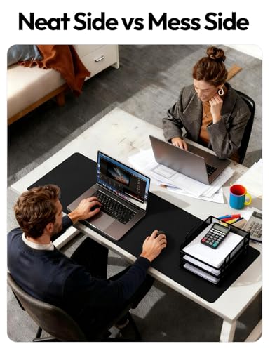 Image of YSAGi Leather Desk Protector, Office Mat, Large Mouse Mat, Non-Slip PU Leather Blotter, Laptop Desk Pad, Waterproof Writing Pad for Office and Home (Black, 47.2 inch x 23.6 inch)