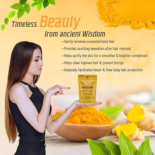 Image of Herbal Turmeric Wax Powder, 100g, Pain-Free Hair Removal, Paraben Free, Unisex