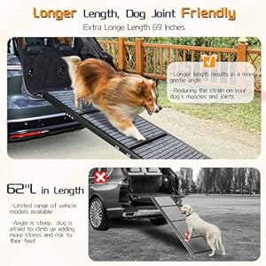   69L17W-Extra-Long-Dog-Car-Ramps-Folding-Pet-Ramp-with-Non-slip-Carpet-Surface-Pet-Stairs-Ramp-for-Dogs-to-Get-Into-a-SUVTruck-Outdoor-Steps-for-Large-Dogs-Up-to-250LBSPatented-Design