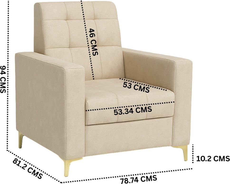 Image of WESTIDO Box Tufted 1 SEATER06 for Living Room, Home & Office | Color- Beige