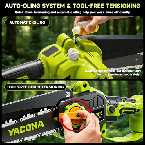 Image of 8 inch Cordless Pole Saw & Mini Chainsaw, Brushless Pole Saws For Tree Trimming with 360 Extension Pole, 16FT Max Reach & 2x Battery, Tool-Free Chain Tensioning, Electric Chainsaw for Branch Cutting