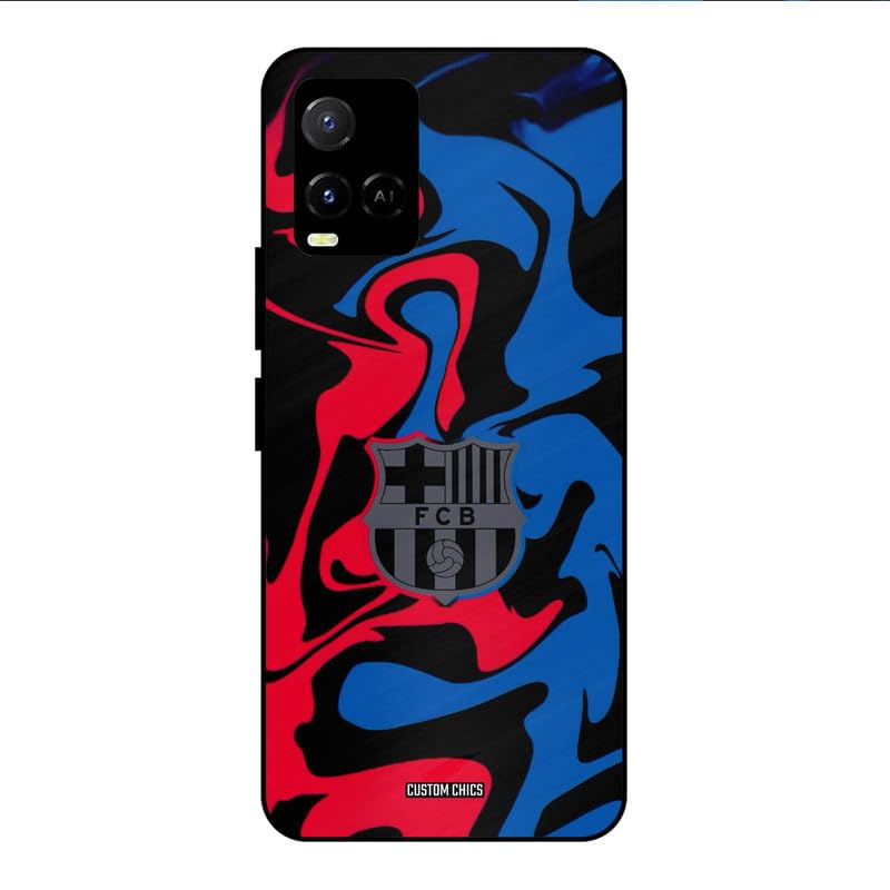 Image of PrintShield FC Barcelona Comic Back Cover for Vivo Y33S, Shockproof Printed Phone Case with Soft TPU Sides & Anti-Slip Grip