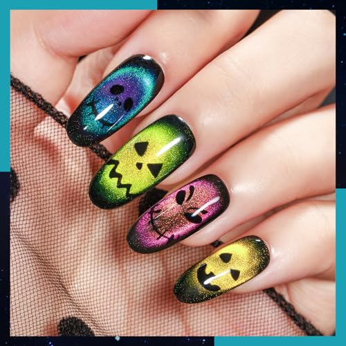 MIZHSE 8 Colors 9D Cat Eye Gel Nail Polish, Upgraded Magnetic Gel Polish Kit with Magnet Stick, Galaxy Chameleon Effect Silk Cat Eye Nail Polish Soak Off Nail Art Salon Manicure Home Ladies Gift