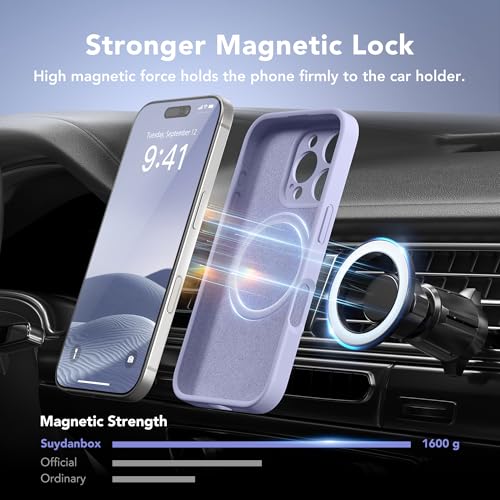 Image of Magnetic for iPhone 16 Pro Max Case, Compatible with MagSafe, [Full Camera Protection][Screen Protector] Silicone Shockproof Protective Phone Case for iPhone 16 Pro Max 6.9 inch, Lilac