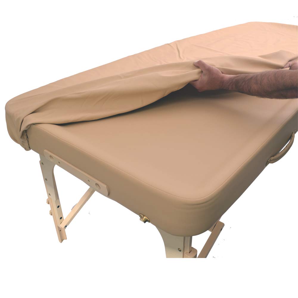 Copri lettino da massaggio impermeabile e oleorepellente in poliuretano per lettino da massaggio con elastico Rivestimento in PU per lettino terapeutico (beige)