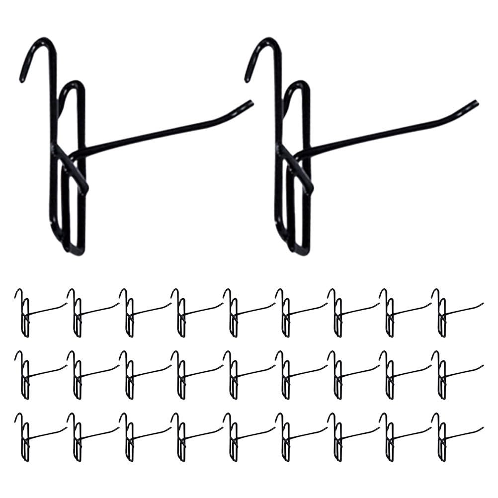STOBAZA 50 pièces Crochets Métalliques Noirs pour Grille Exposition Crochets Robustes pour Étagères Métalliques Panneaux à Grille et Pegboard Support pour Outils Bijoux et Accessoires