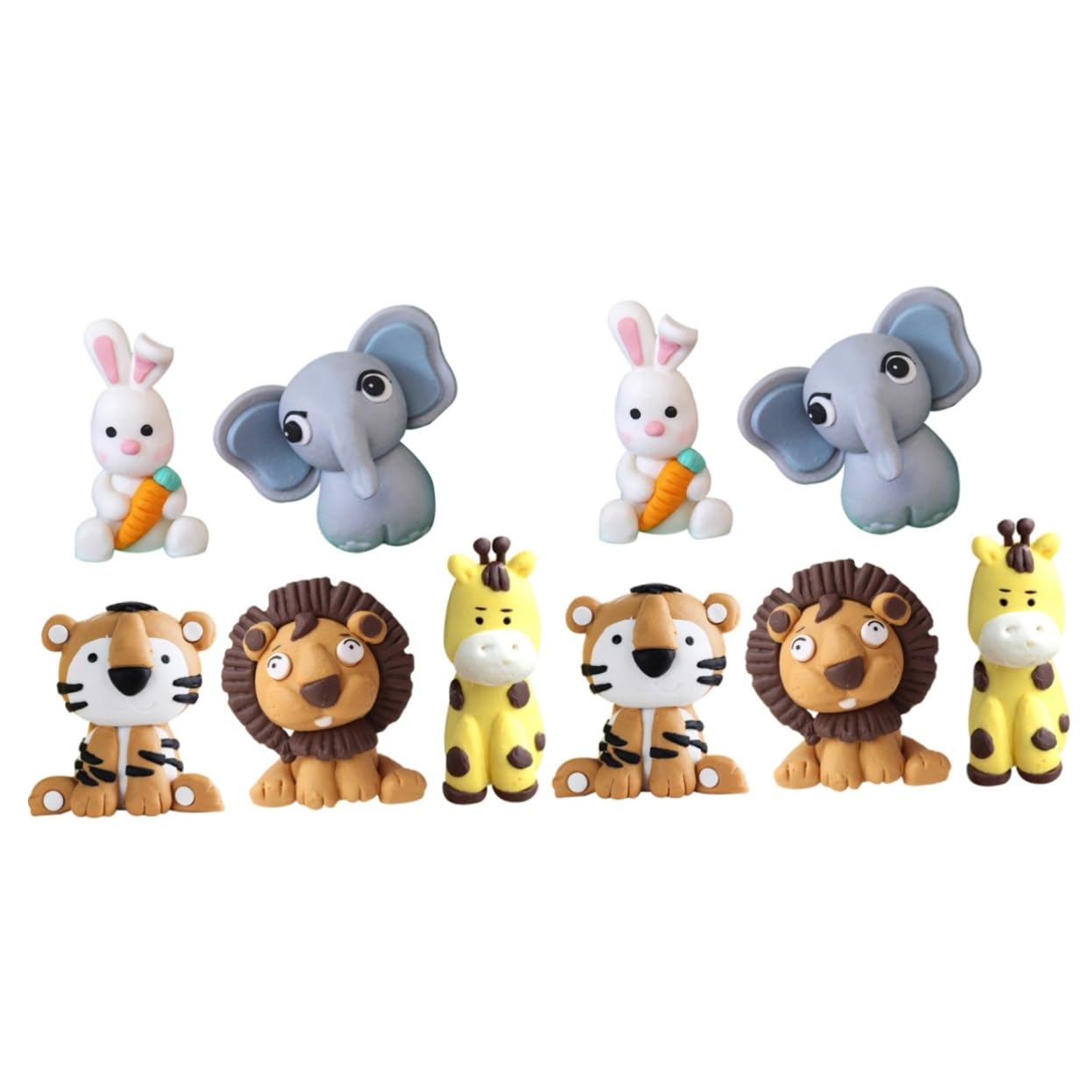 DECHOUS 10piezas Adornos Para Pastel De Animales De Cartón Decoración Creativa Para Cumpleaños Infantil Incluye Jirafa León Tigre Elefante y Conejo