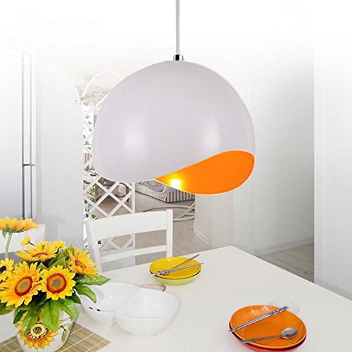 Moderne Suspensions Pays Rétro Creative Semi-Cercle Eggshell Pendentif Plafonnier Lumière Abat-Jour Maison Cuisine Décor Lustre Suspendu Droplight Orange (pas d'ampoule)