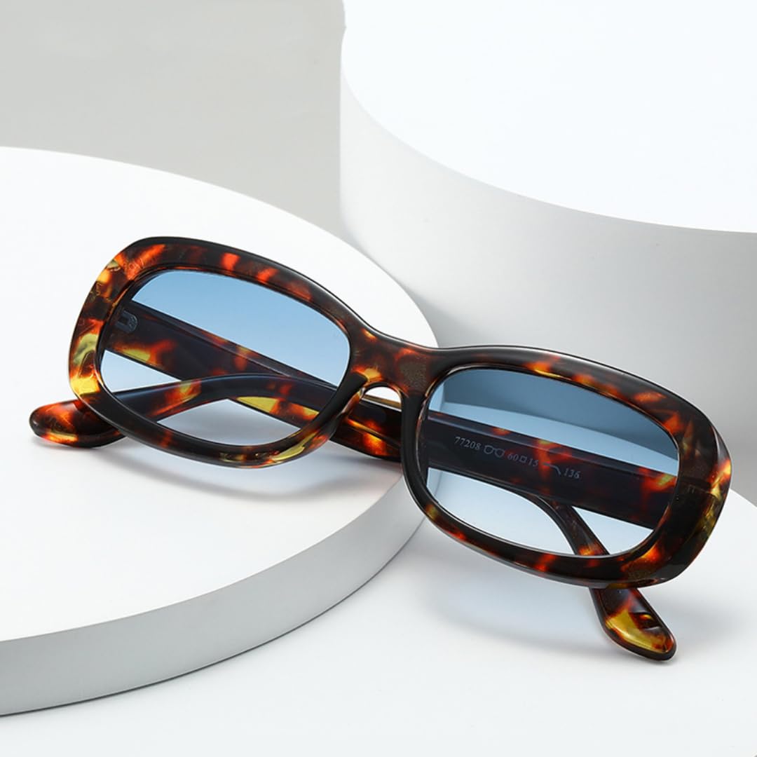 Occhiali da sole alla moda da uomo e da donna, con stampa leopardata, occhiali retrò UV400 (blu leopardato).