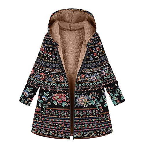 Manteaux amples pour femmes hiver hauts à capuche imprimés mode