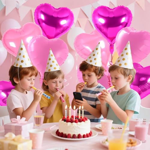 Image of 12 Pcs Colorful Heart Balloons,18 Inch Heart Foil Balloons Love Balloon Valentine Balloon for Birthday Party Wedding Engagement Party Baby Shower Valentine Day Decorations