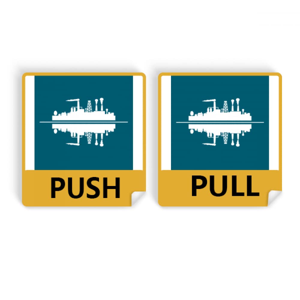 Symbolic Reflections Urban Landscape Architectural Factories Push Pull Door Sign Vinyl Stickers Shop