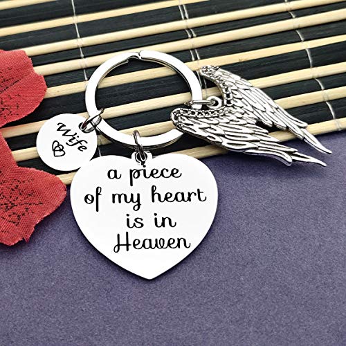 Vadaka-Wife-Memorial-Jewelry-Gift-Wife-Memorial-Keychain-Keyring-A-Piece-of-My-Heart-is-in-Heaven-Wife-Key-Chain-Wife-Girlfriend-Memorial-Gift-Remembrance-Sympathy-Gift-Loss-of-Wife-Keychain
