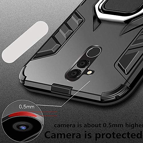 Duolide KZ-02 For Huawei P Smart Z / Y9 Prime 2019 Case, 2 In 1 Hybrid Heavy Duty Armor Shockproof Defender Kickstand Dual Layer Bumper Hard Back Case Cover Tempered Glass Screen Protector,Black thumb #5