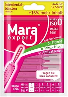 Interdentalbürste Pink - MARA EXPERT | 0,4mm ISO 0 extra fein |12+2 Interdentalbürsten | 16% EXTRA | Bürsten für Zahnzwischenräume | Mit Minz Geschmack - Chlorhexidin - Fluorid