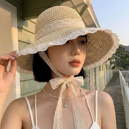 Image of Kraptick Headwear Hats - Lightweight Crocheted Straw Hat for Women, Foldable Summer Beach Hat with UV Protection & Stylish Travel Cap with Wide Brim