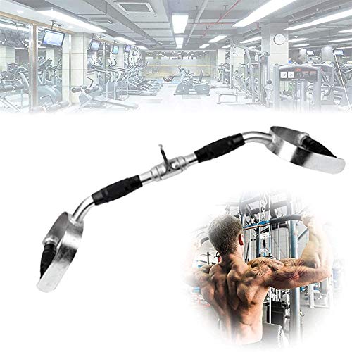 EBWLI LAT Bar Cable Machine Attachment, Triceps Press Down Cable Attachment, Heavy Duty Steel with Rubber Handle for Rowing Machine, Weight Lifting Accessories