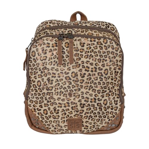 STS Ranchwear Womens Great Plains Mini Leopard Print/Brown Leather Backpack OS
