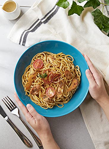 Sweese 113.107 Porcelain Large Salad Pasta Bowls - 45 Ounce 1.3 Quart - Set of 4, Steel Blue - Image 2