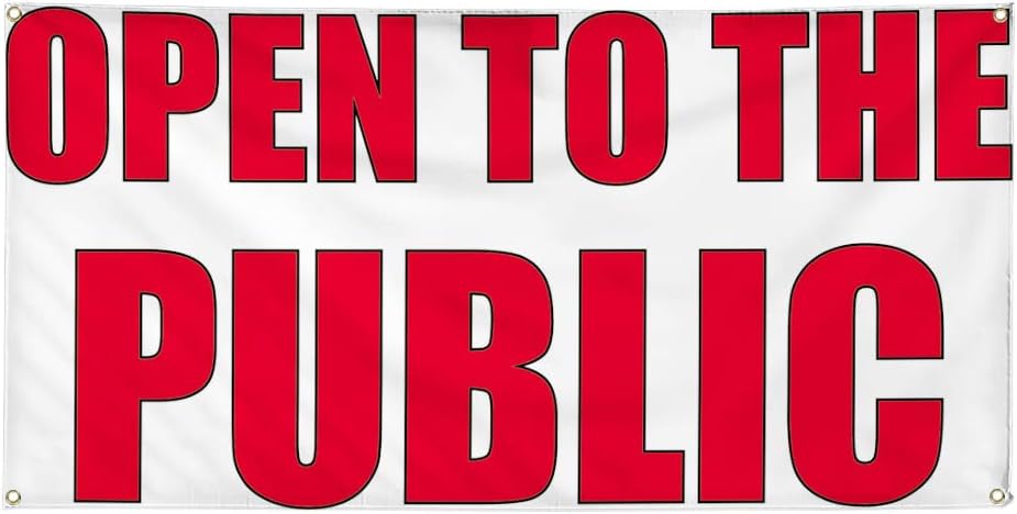 Vinyl Banner Multiple Sizes Open to The Public Advertising Printing E Business Outdoor Weatherproof Industrial Yard Signs 4 Grommets 24x36Inches