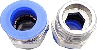 Vista 5 de Conexión de conexión de 1/2" OD x 1/2" macho NPT rosca, línea de agua recta macho neumática, conectores de empuje rápido (paquete de 4)