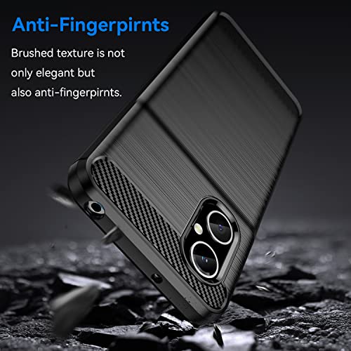 Compatible with Xiaomi Redmi Note 11E 5G/Redmi 10 5G/Redmi 10 Prime+ 5G/Mi Poco M4 5G Phone Case and Tempered Glass Screen Protector with Shockproof Soft Slim Silicone Carbon Fiber for Women Men Black - Image 3