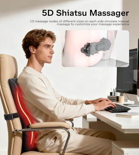 Shiatsu Nackenmassagegerät mit Wärme, Rücken Massagegerät mit 20 Knetmassageköpfen, Massagekissen für Nacken, Schultern, Rücken, Beine, Geschenk für Mama, Papa, Frauen, Männer