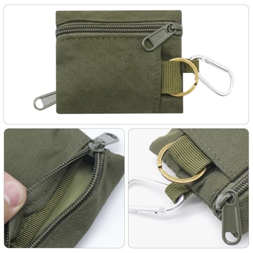 Image of Proberos Tactical Mini Zipper Pouch, 1Pcs, Nylon EDC Coin Purse with Carabiner Clip for Keys, Cards, Cash and Small Tools, 10x9cm