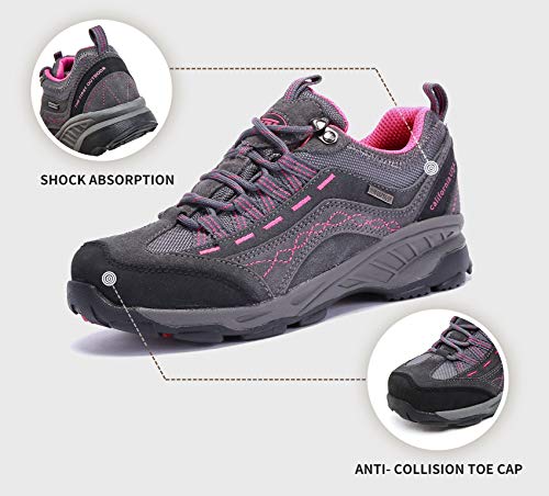 TFO Women's Hiking Shoes Anti-Slip Breathable Sneaker for Outdoor Walking Trekking Grey